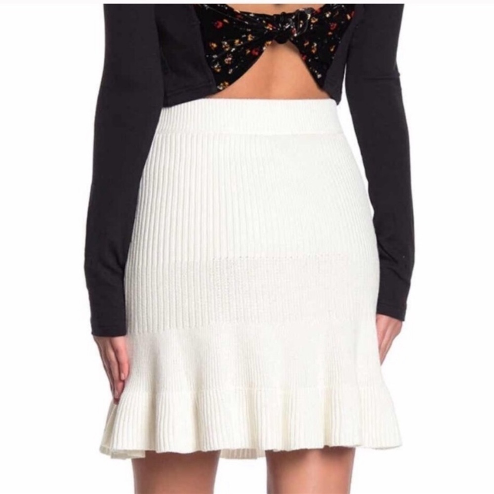 Free People Solid Gold Cream Ruffle Skirt Small NWT - Picture 4 of 14